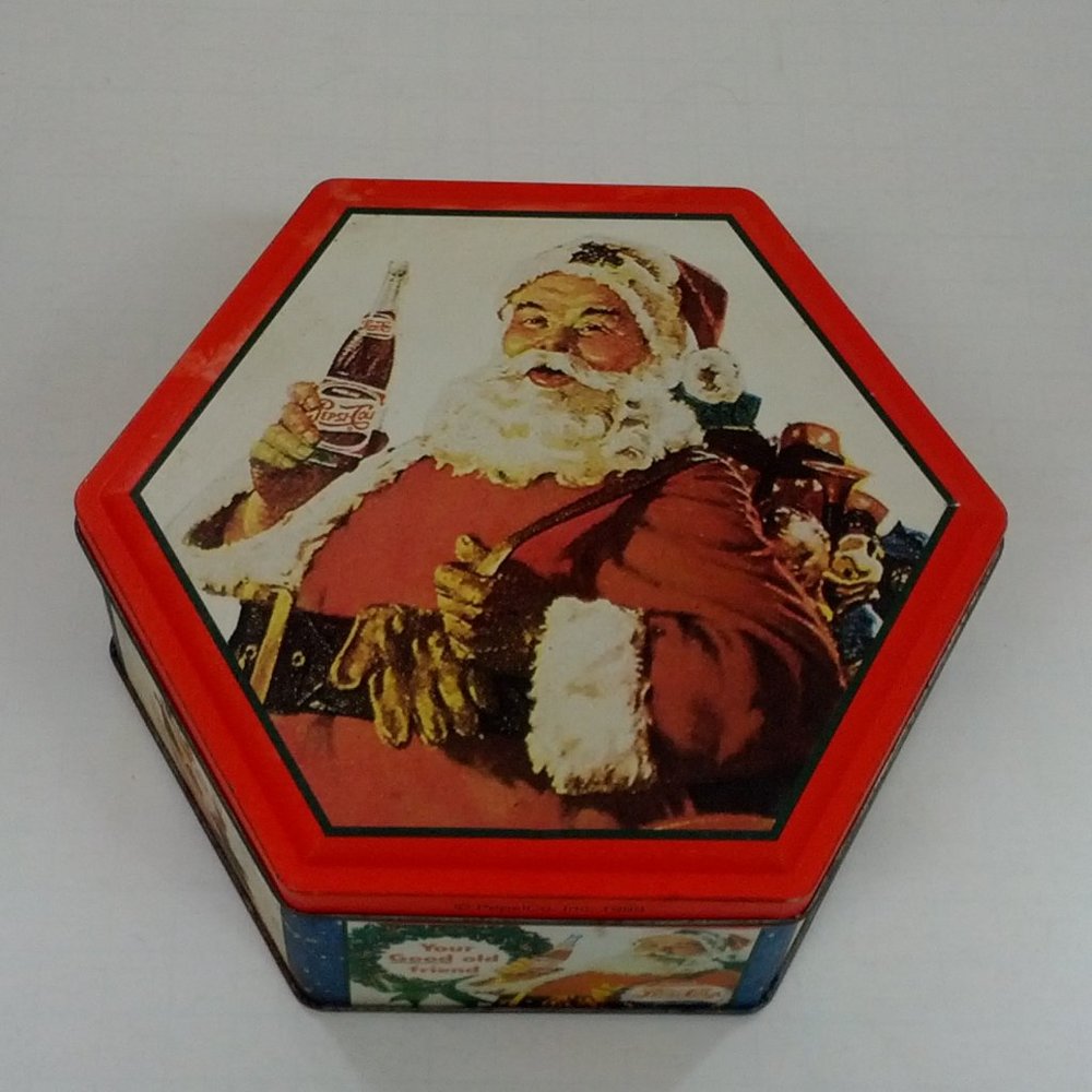 1999 Pepsi cola Christmas santa metal container